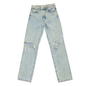 SLVRLAKE London Distressed High Rise Straight Leg Jeans Womens Sz 26 Light Denim